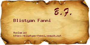 Blistyan Fanni névjegykártya